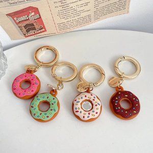 For Air Tag Cute Donuts Soft Silicone Case Key Chain Pet Purse Tag  Airtag Cover